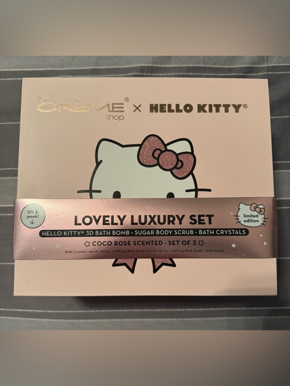 NIB The Creme Shop x Hello Kitty Lovely Luxury Set 3 pc Coco Rose